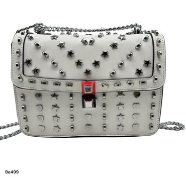 Bolso blanco apliques y cadena plateado 24cm* 9cm* 18cm C - 23196-A