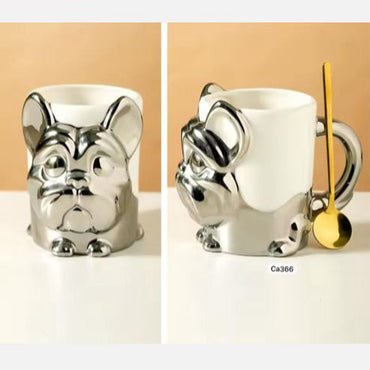 Taza perro plateado ceramica 450ml