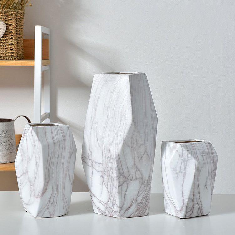Jarron ceramica estilo marmoleado mediano 13cm* 20cm