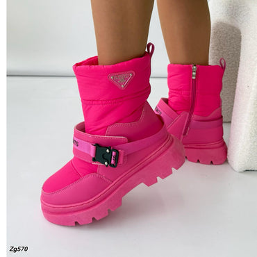 Botin rosado detalles correa suela 4cm NB613 C-69