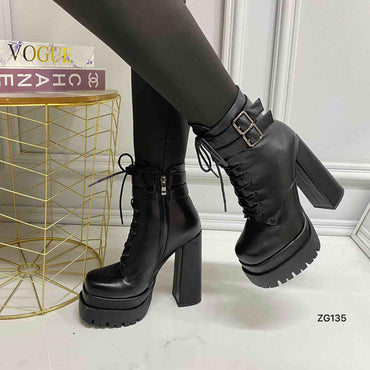 Botin negro correas plataforma 5cm tacon 14cm BTC15# C-1