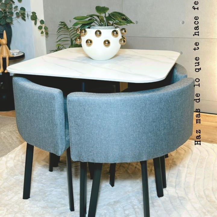 Comedor cuadrado blanco piedra sintetizada 80cm* 80cm* 75cm