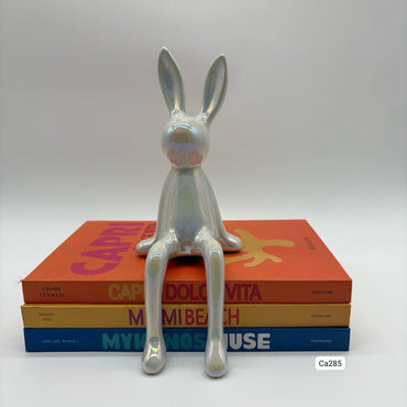 Articulo decorativo conejo perlado pequeño 8cm* 10cm* 21cm