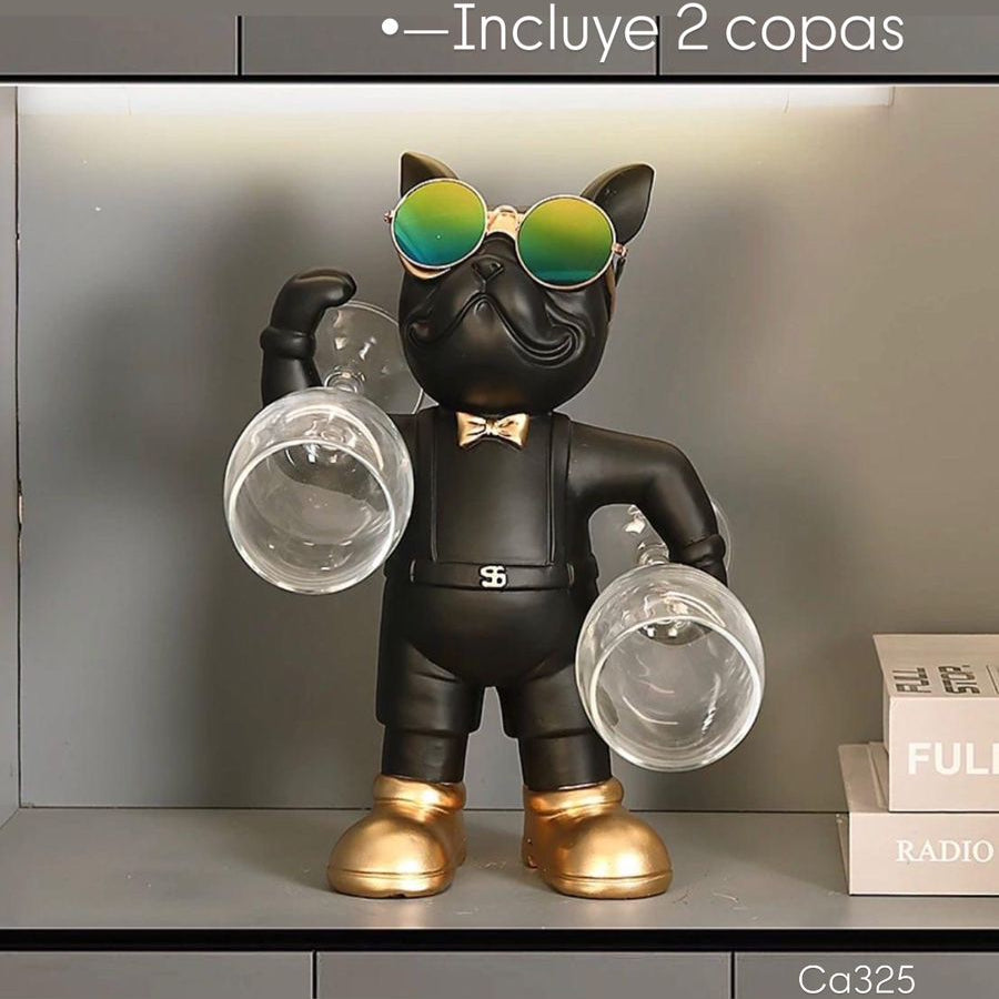 Articulo decorativo porta copa perro negro parado 18,5cm* 11cm* 28cm