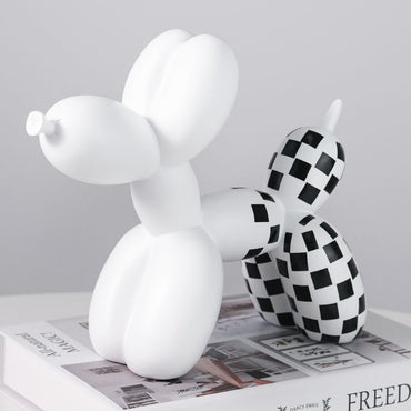 Articulo decorativo perro globo blanco cuadros negro 20cm* 9cm* 18cm