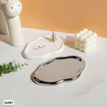 Bandeja de ceramica plateado 19,5cm* 13,5cm* 2cm