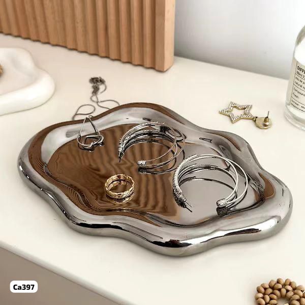 Bandeja de ceramica plateado 19,5cm* 13,5cm* 2cm