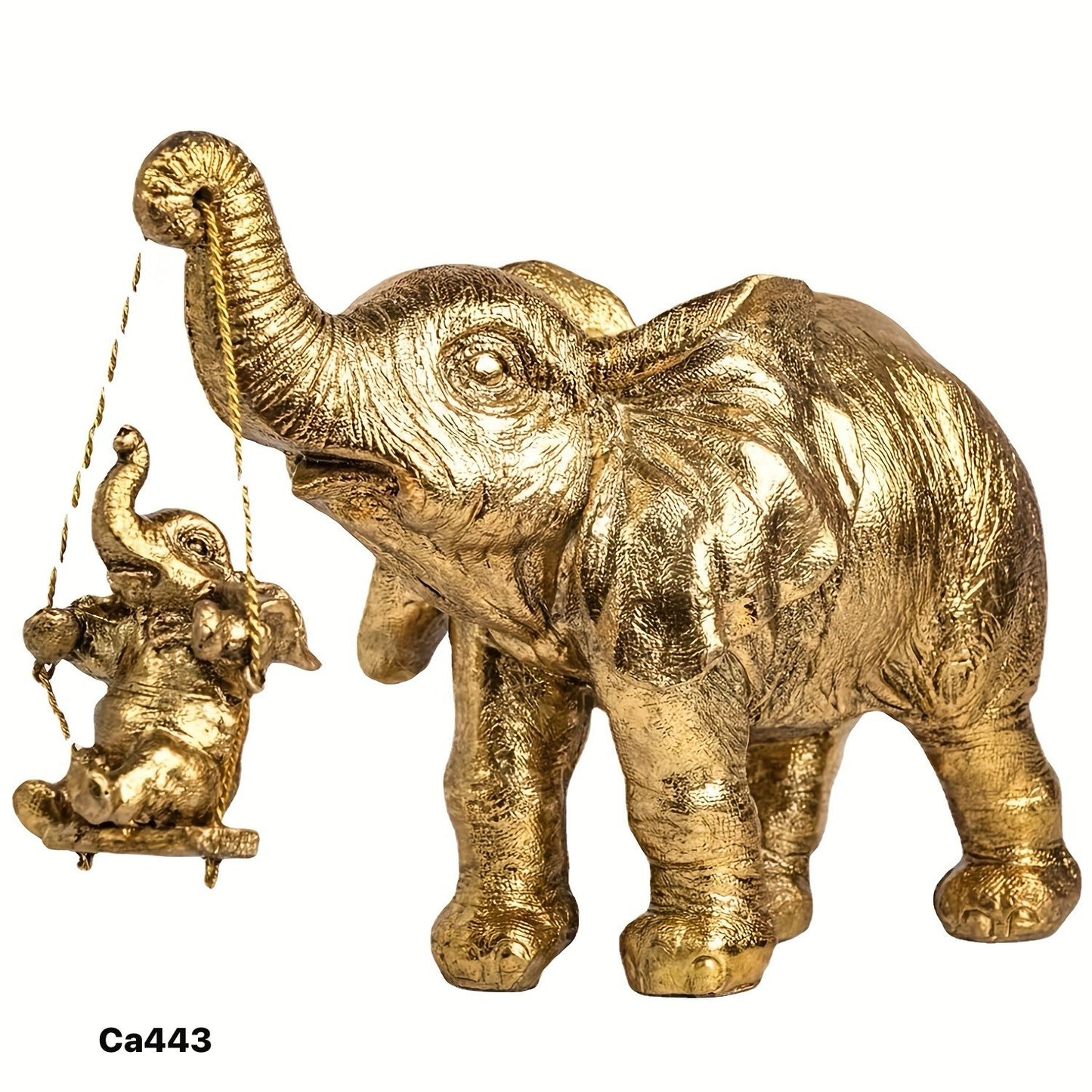 Articulo decorativo elefantes dorado cuerda 16cm* 8cm* 14,5cm