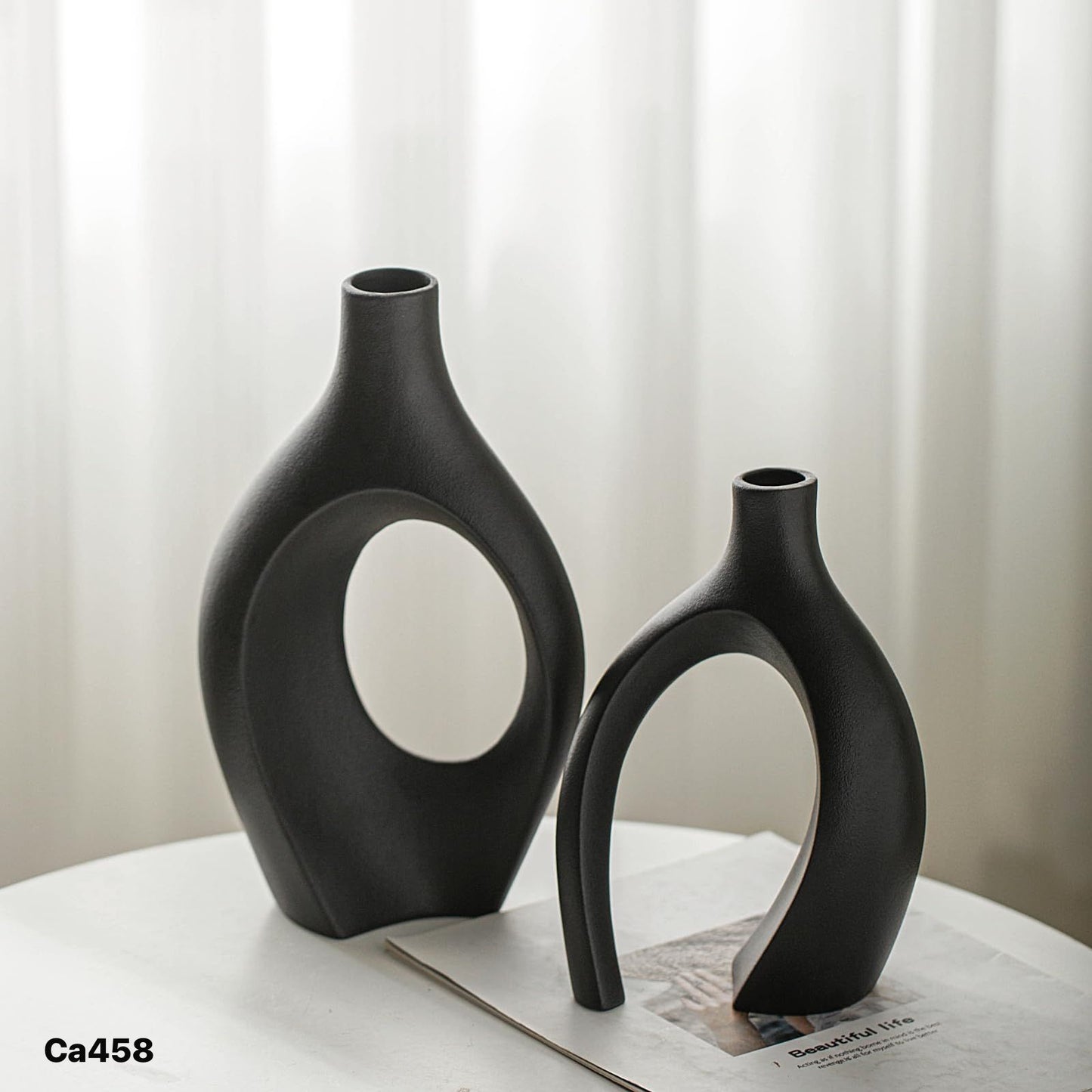 Set dos jarrones union negro ceramica 13,8cm* 17,6cm - 16,2cm* 21,5cm