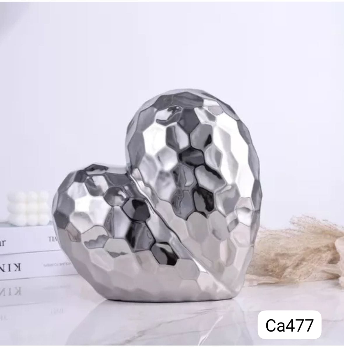 Articulo decorativo corazon plateado 19cm* 9,5cm* 19cm
