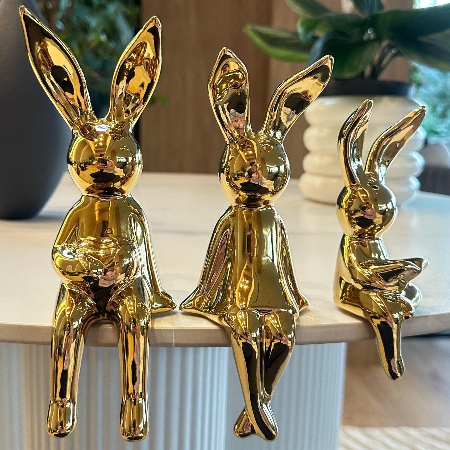 Set tres conejos dorado 7,5cm* 21cm - 5,5cm* 17cm - 7,5cm* 20cm