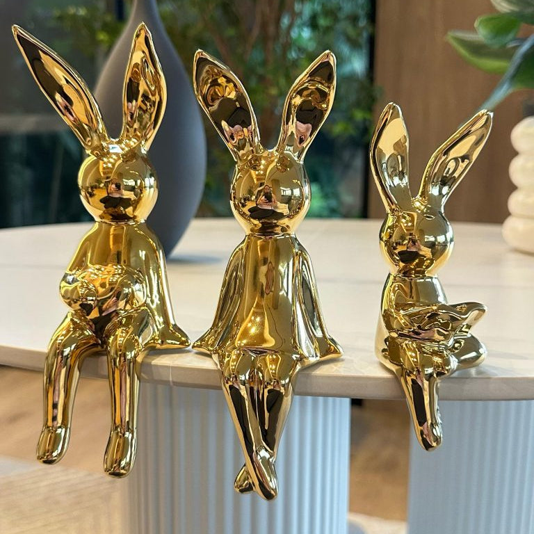 Set tres conejos dorado 7,5cm* 21cm - 5,5cm* 17cm - 7,5cm* 20cm