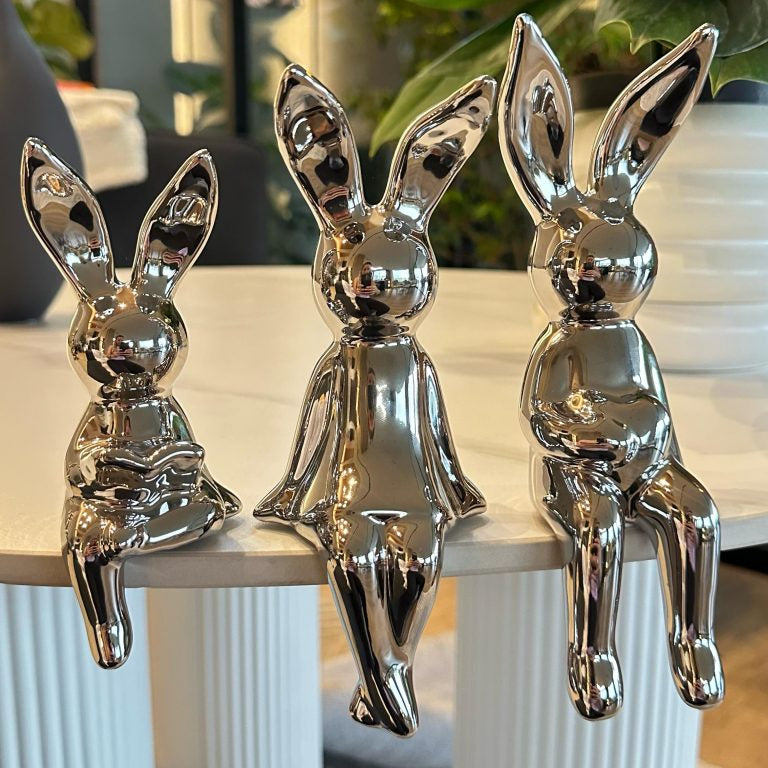 Set tres conejos plateado 7,5cm* 21cm - 5,5cm* 17cm - 7,5cm* 20cm