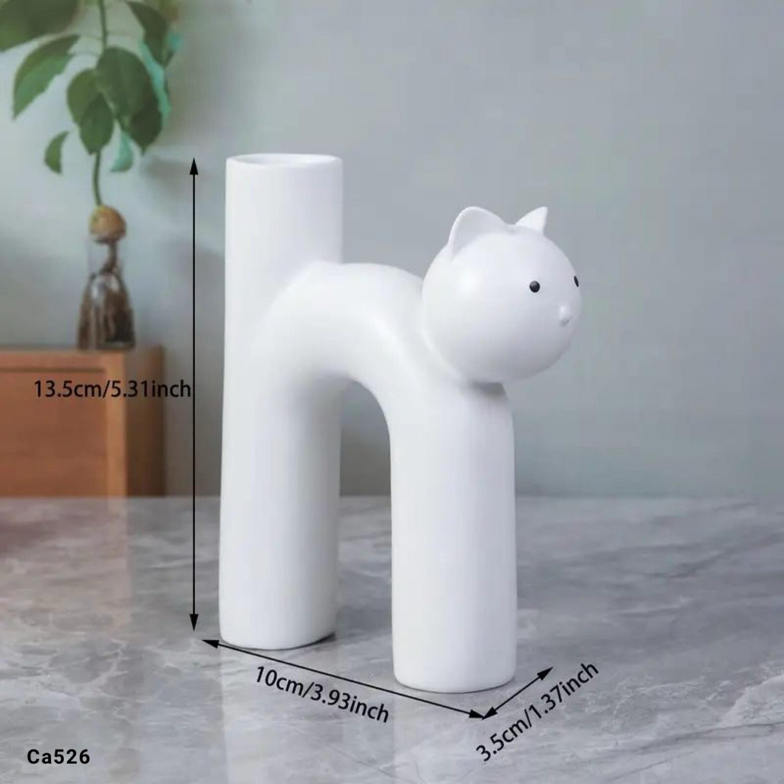 Florero blanco diseño gato 18cm* 6,5cm* 21cm