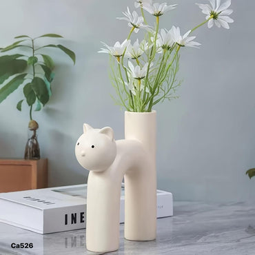 Florero blanco diseño gato 18cm* 6,5cm* 21cm