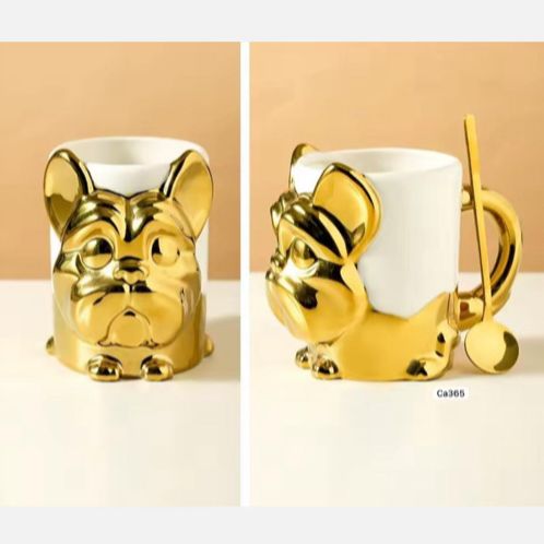 Taza perro plateado ceramica 450ml