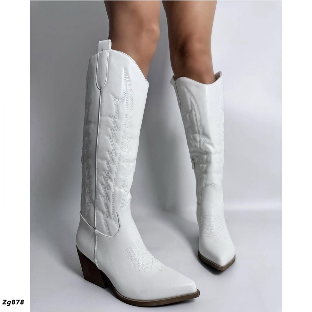 Bota texana blanco tacon 7cm HJ5108 C-11