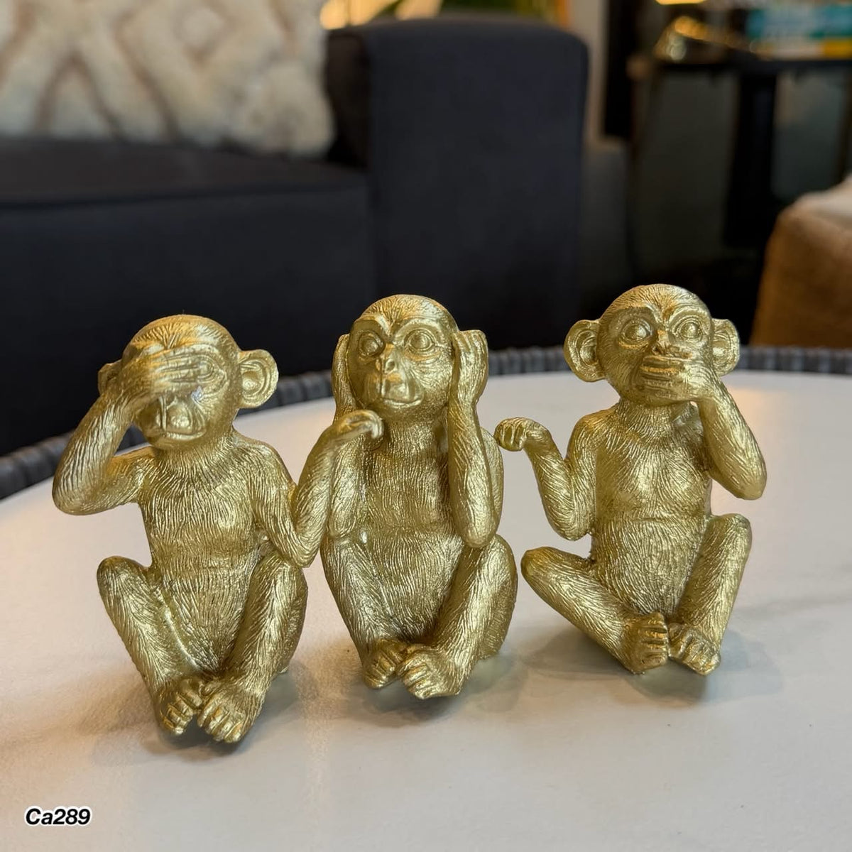 Set de tres monos dorado gestos 7cm* 8cm (set)