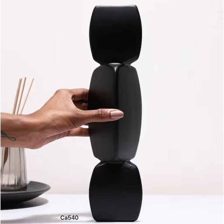 Florero negro modular alto ceramica 31cm* 4cm