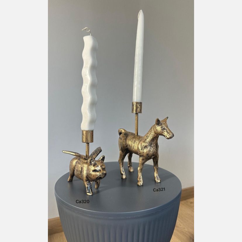 Candelabro cerdo dorado hierro 13cm* 13cm