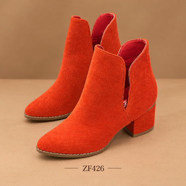 Botin naranja cadena dorada tacon 5cm JS1815 C14