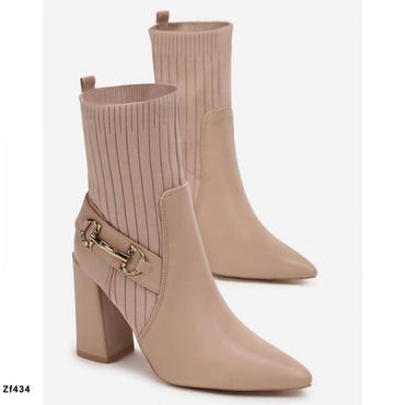 Botin cafe aplique dorado tacon 9cm BM07330 C5