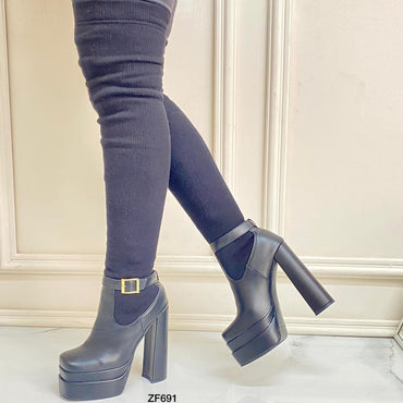 Bota caña alta negra tipo media plataforma 5cm tacon 14cm BOTA01 C-1