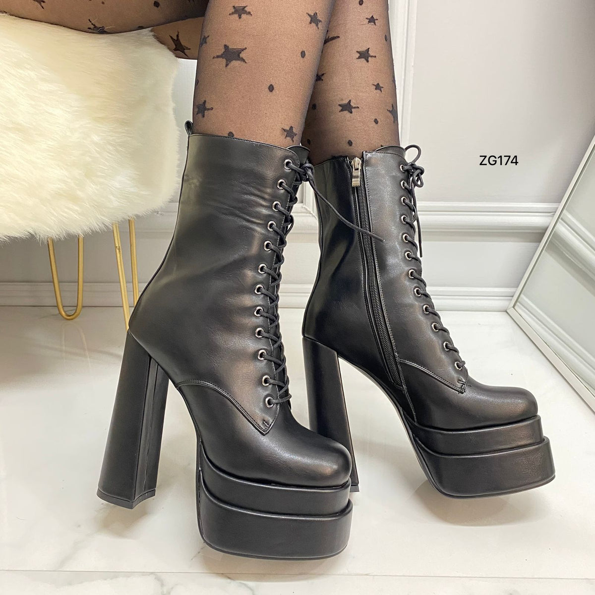 Bota negro plataforma 5cm tacon 14cm BTC06# C-1