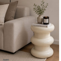 Mesa auxiliar beige tubular  35cm* 35cm* 47cm