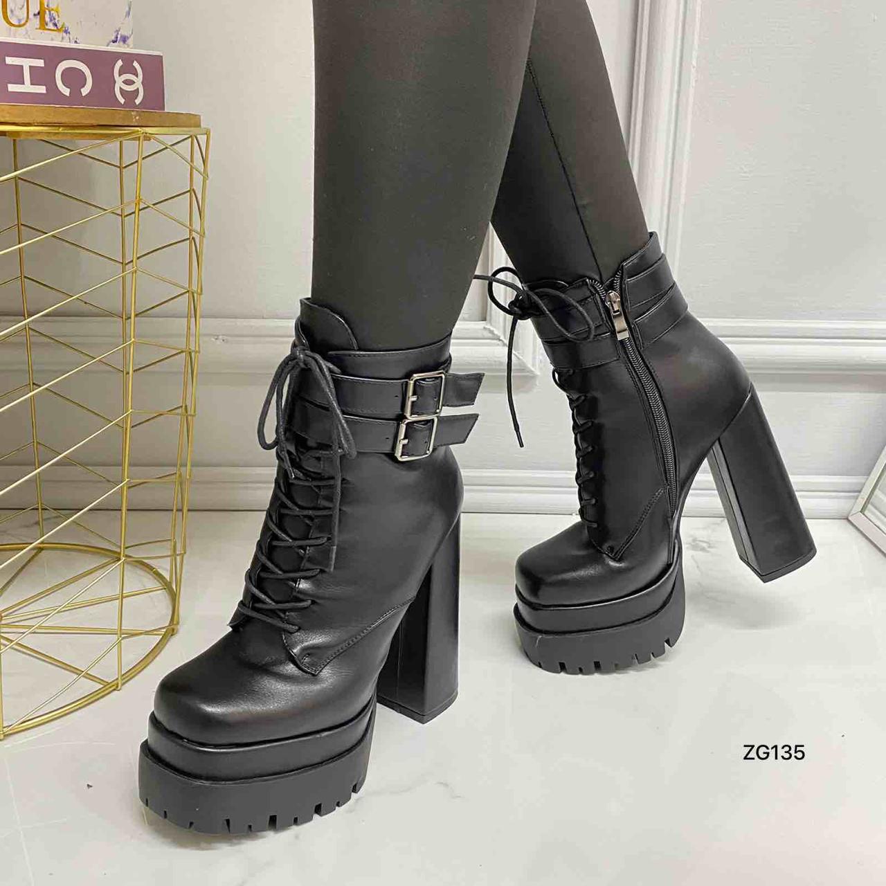 Botin negro correas plataforma 5cm tacon 14cm  BTC15#  C-1