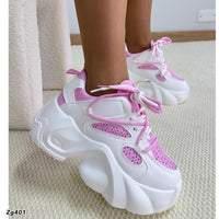 Tenis blanco detalles rosado plataforma 6cm 6908  C-2