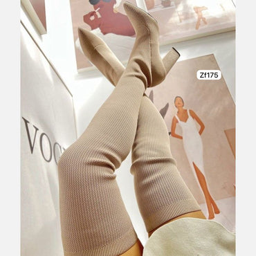 Bota extralarga beige tacon 9cm   9H9P56   C36