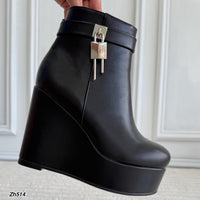 Botin negro detalle plateado plataforma 12cm   HX3282-C1667