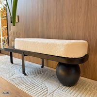 Banca negro cojin blanco  120cm* 35cm* 45cm