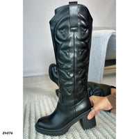 Bota texana negro caña alta tacon 8cm  255-008