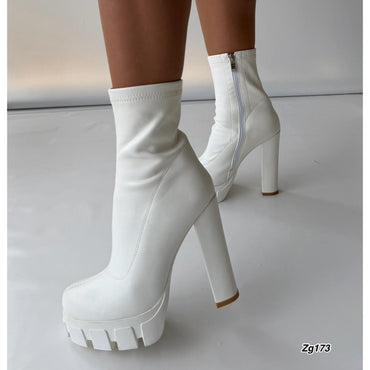 Botin blanco tacon 13cm  BTC19#  C-1