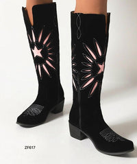 Bota texana caña alta negra tacon 5cm  BT73#  C-1