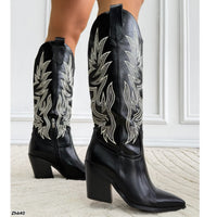 Bota texana negro detalles blanco tacon 9cm  HX3371-B0218