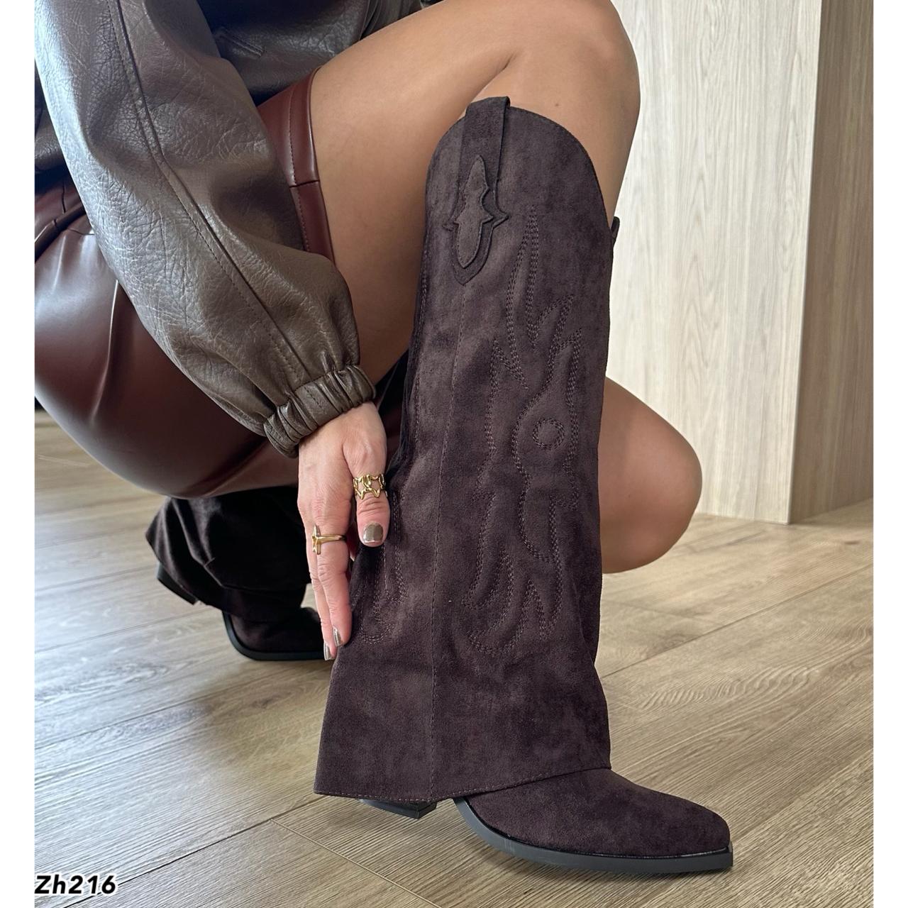 Bota texana cafe doblez tacon 9cm  A9835  C-90