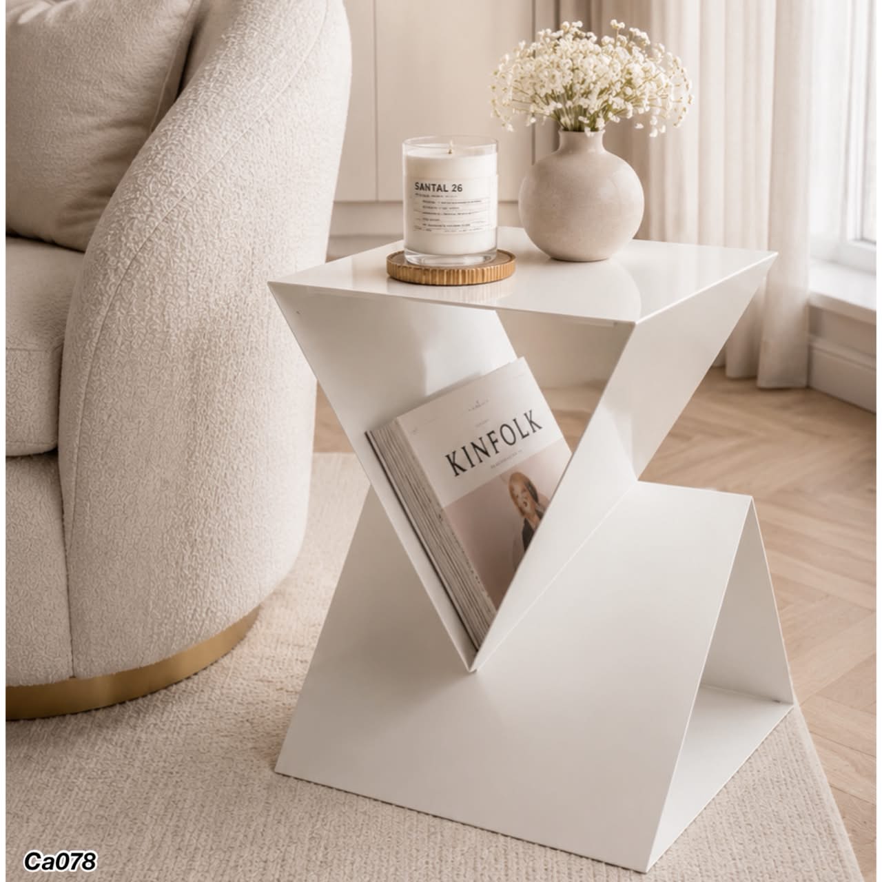 Mesa auxiliar blanca metal  40cm* 40cm* 50cm