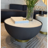 Mesa de policuero grande gris piedra blanco  70cm* 36cm