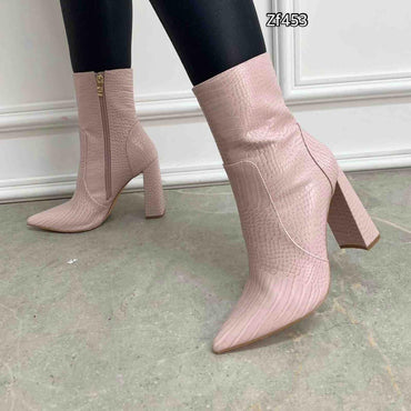 Botin rosa textura tacon 10cm  BKK7308   C29
