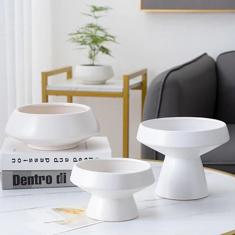 Jarron maceta blanco pequeño ceramica  17cm* 17cm* 10cm