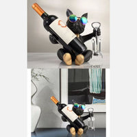 Articulo decorativo porta vino perro negro sentado  23cm* 18cm* 24cm