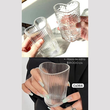Vaso cristal corazon rayas   200ml