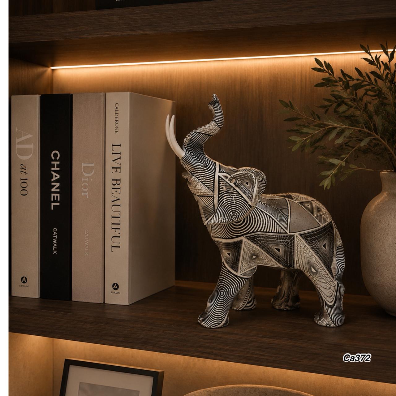 Articulo decorativo elefante estampado negro-blanco 20cm* 9,5cm* 25,5cm