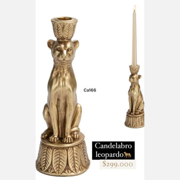 Candelabro leopardo dorado