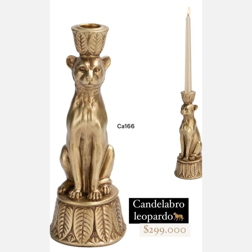 Candelabro leopardo dorado