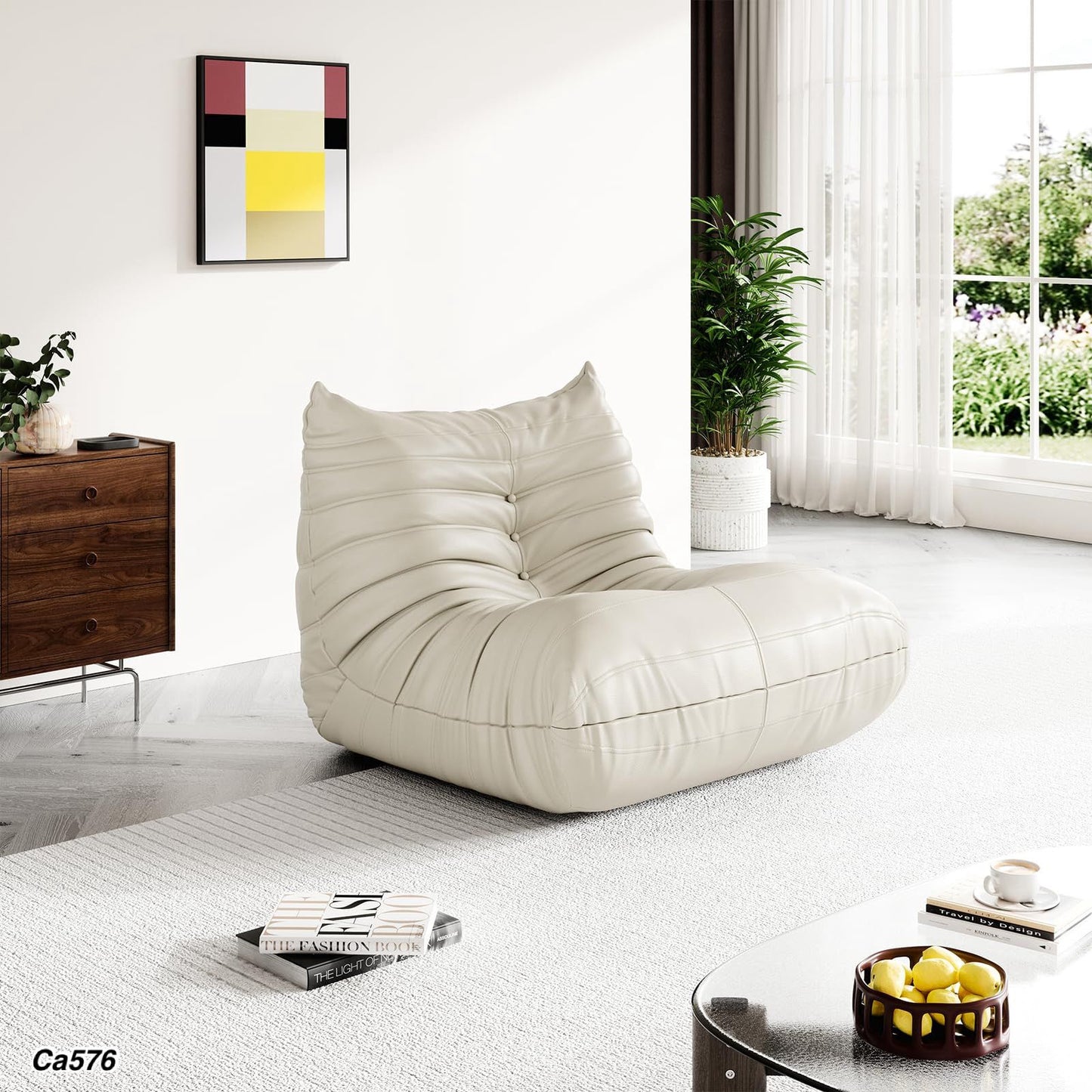 Silla poltrona beige micro fibra   85cm