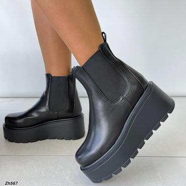 Botin negro resorte plataforma 7cm  HX3288-C1779